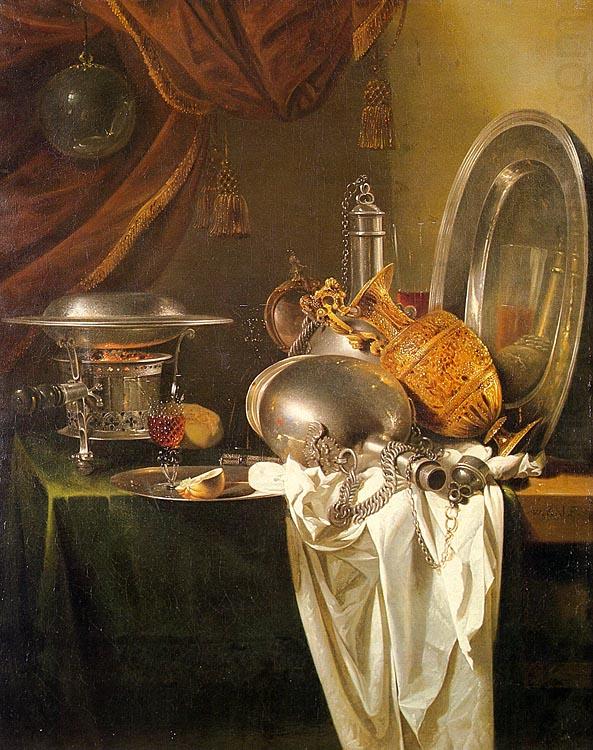 Willem Kalf Still Life with Chafing Dish, Pewter, Gold, Silver and Glassware china oil painting image